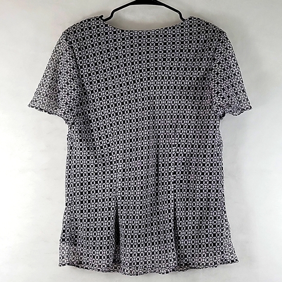 KSL Chiffon Skirt & Blouse 2PC Geometric Black & White Size 14WP - Picture 6 of 10